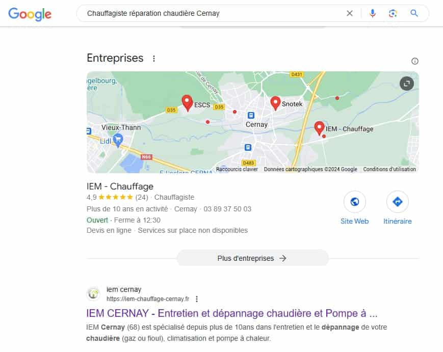 Bon référencement et optimisation seo pour IEM cernay dans Google